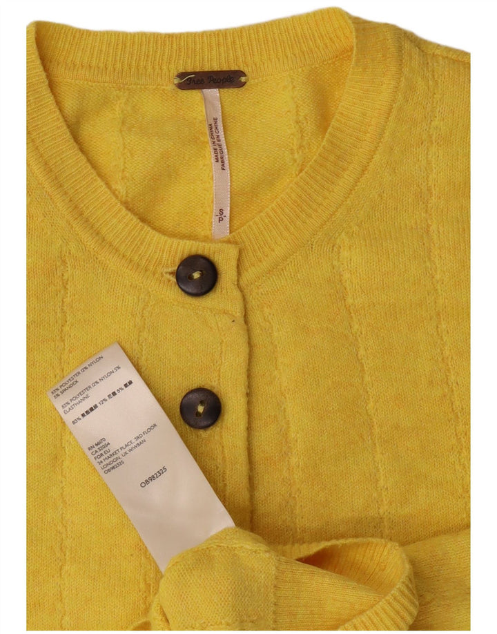 PEPE Jeans Womens Crop Cardigan Sweater UK 10 Small Yellow Polyester