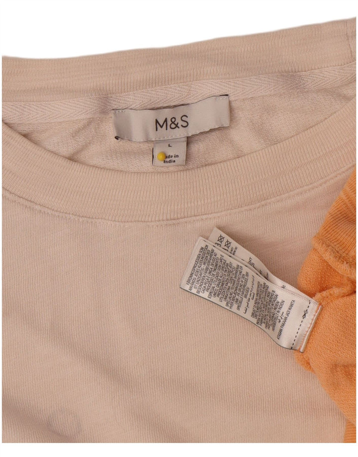 Marks & Spencer Womens Sweatshirt Jumper UK 16 Large Beige Tie Dye