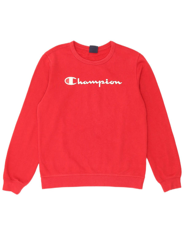 Champion Boys Graphic Hoodie Jumper 13-14 Years XL Red Cotton