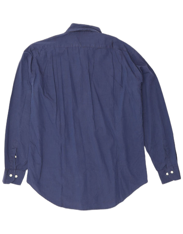 Henry Cottons Mens Shirt Size 42 Large Navy Blue Cotton