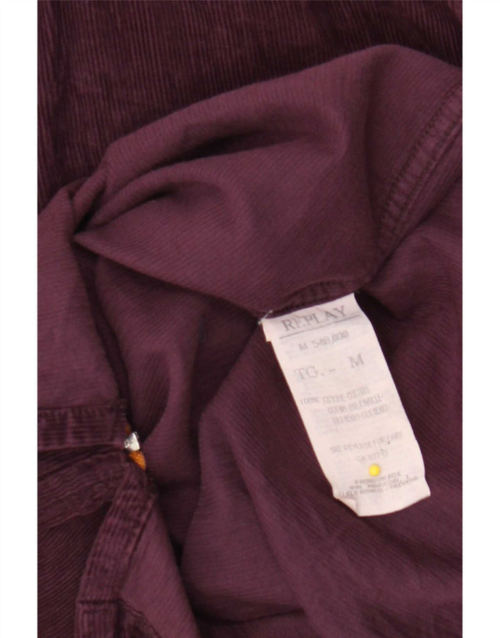 Replay Mens Corduroy Shirt Medium Purple Cotton