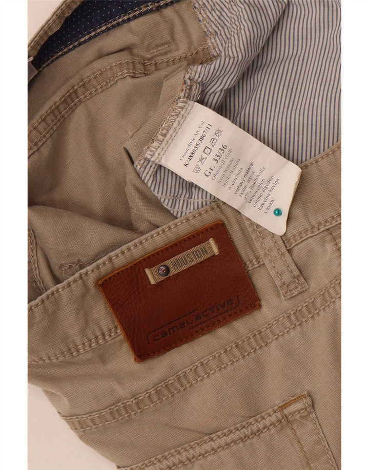 Camel Active Mens Straight Casual Trousers W33 L36 Beige Cotton