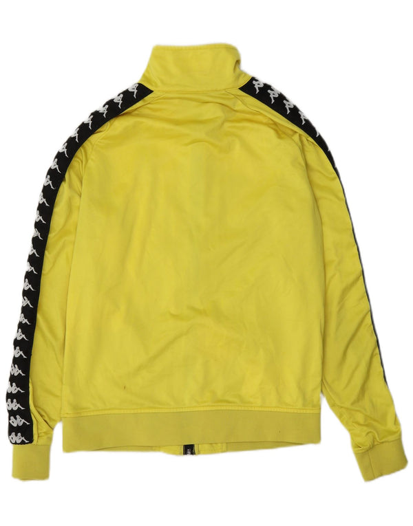 Kappa Womens Graphic Tracksuit Top Jacket UK 14 Medium Yellow Colourblock