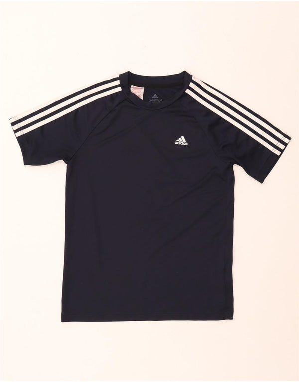ADIDAS Boys Aeroready T-Shirt Top 13-14 Years Navy Blue Polyester