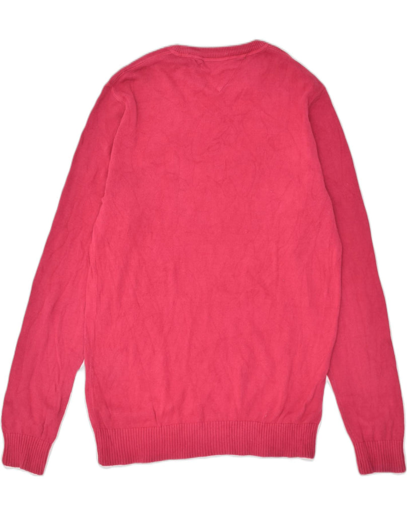 TOMMY HILFIGER Mens Crew Neck Jumper Sweater Medium Pink Cotton | Vintage Tommy Hilfiger | Thrift | Second-Hand Tommy Hilfiger | Used Clothing | Messina Hembry 