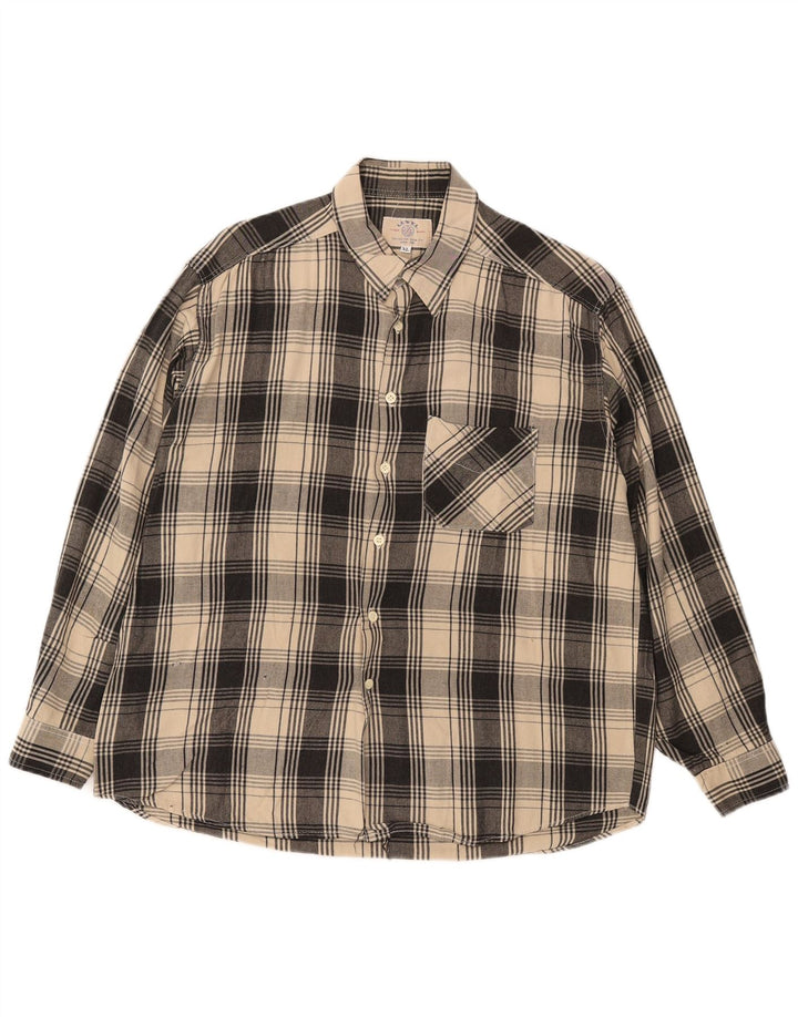 Vintage Mens Checked  Shirt XL Beige Check