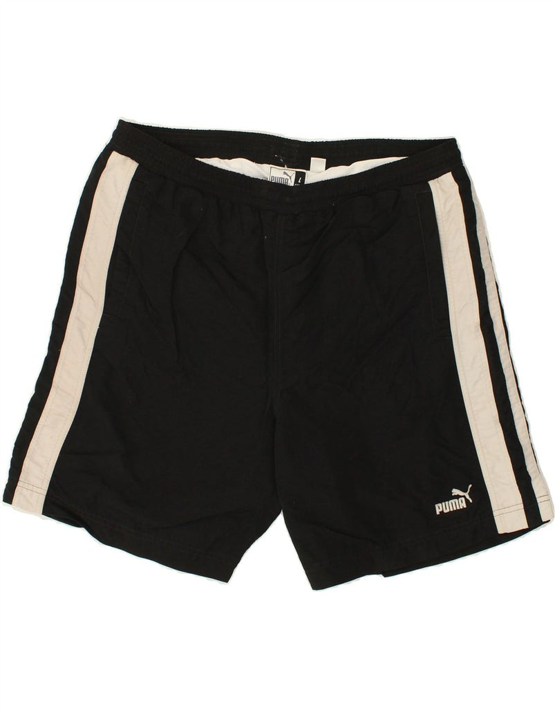 PUMA Mens Sport Shorts Large Black Colourblock Polyester | Vintage Puma | Thrift | Second-Hand Puma | Used Clothing | Messina Hembry 