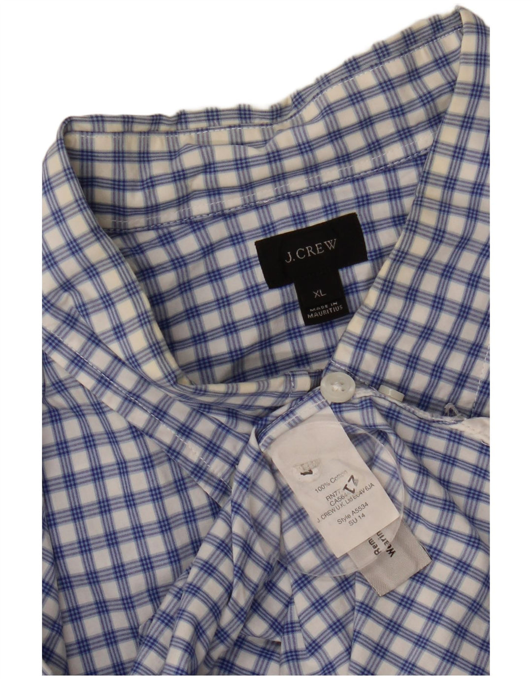 J. CREW Mens Shirt XL Blue Check Cotton