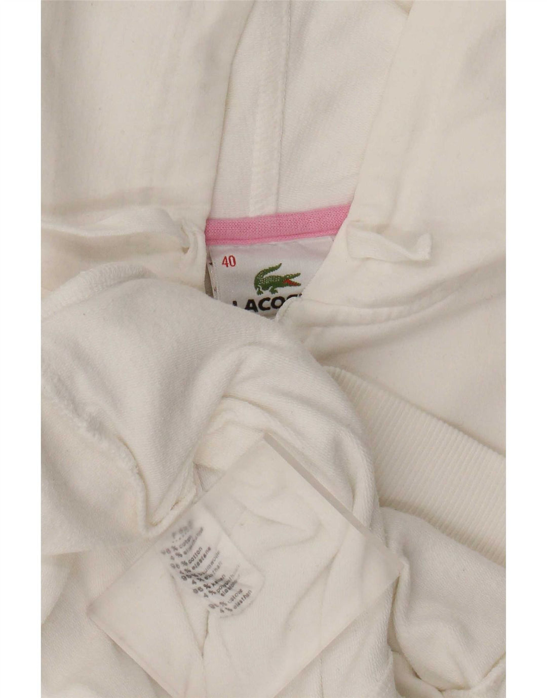 Lacoste Womens Zip Hoodie Sweater Size 40 Medium White Cotton