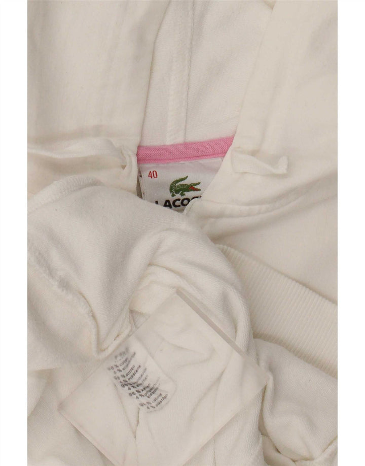 Lacoste Womens Zip Hoodie Sweater Size 40 Medium White Cotton