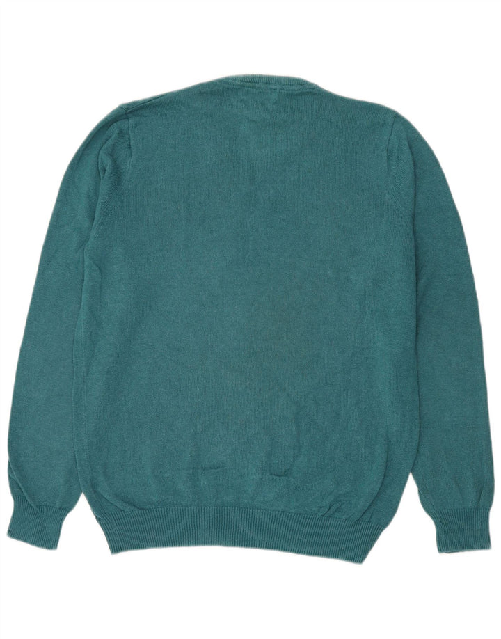 Marks & Spencer Mens V-Neck Jumper Sweater Medium Green Cotton