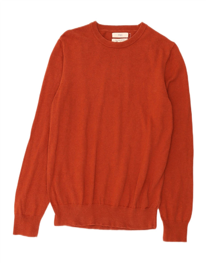 Marks & Spencer Mens Boat Neck Jumper Sweater Medium Brown Cotton