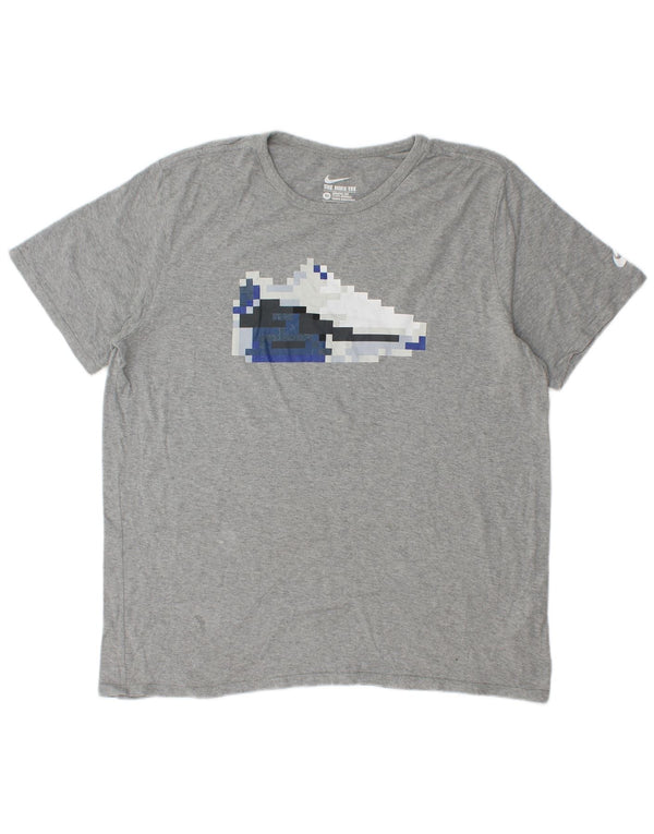 Nike Mens Athletic Cut Graphic T-Shirt Top XL Grey Flecked Cotton