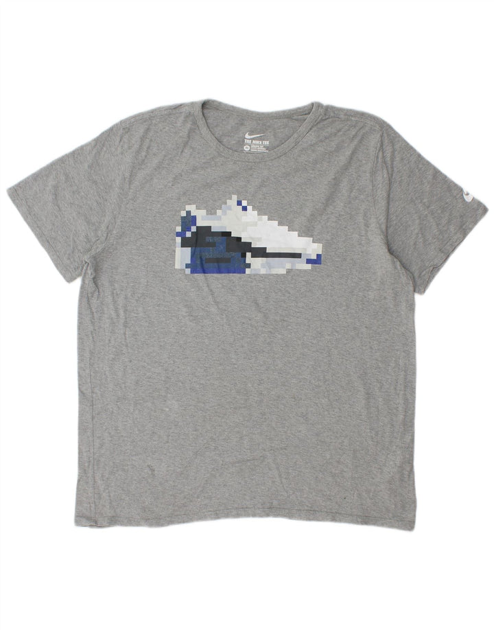 Nike Mens Athletic Cut Graphic T-Shirt Top XL Grey Flecked Cotton