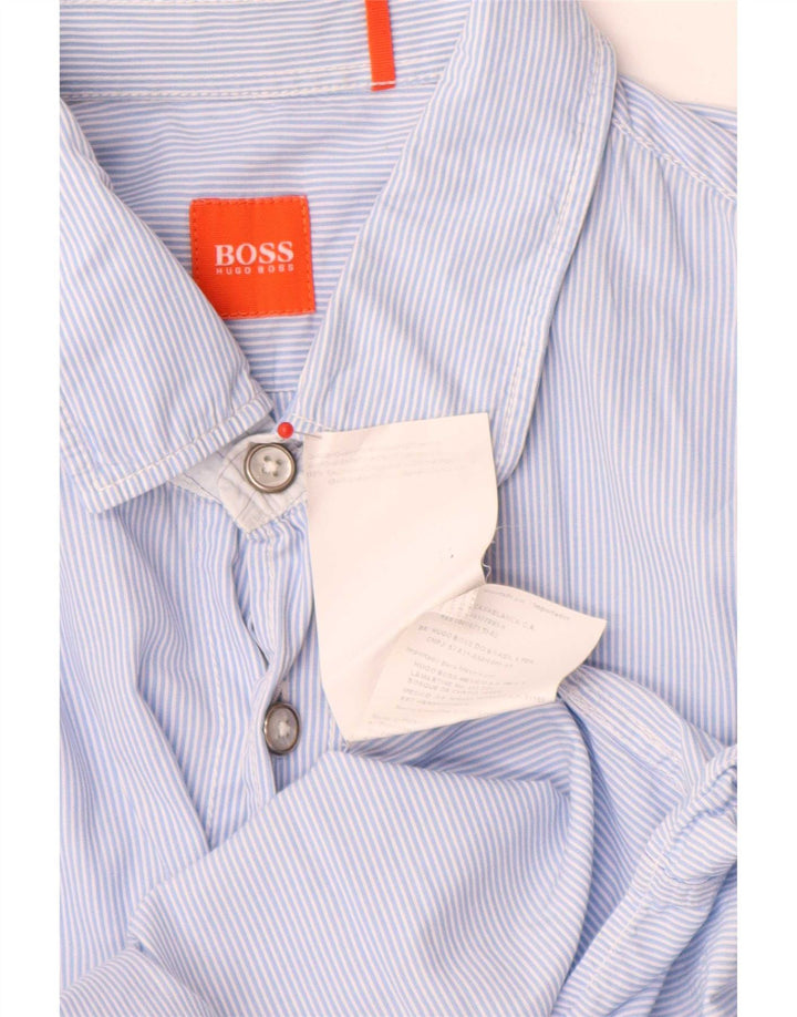 Hugo Boss Mens Shirt Large Blue Pinstripe Cotton