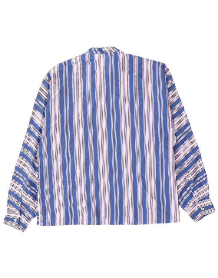 VINTAGE Womens Shirt Blouse UK 18 XL Blue Striped