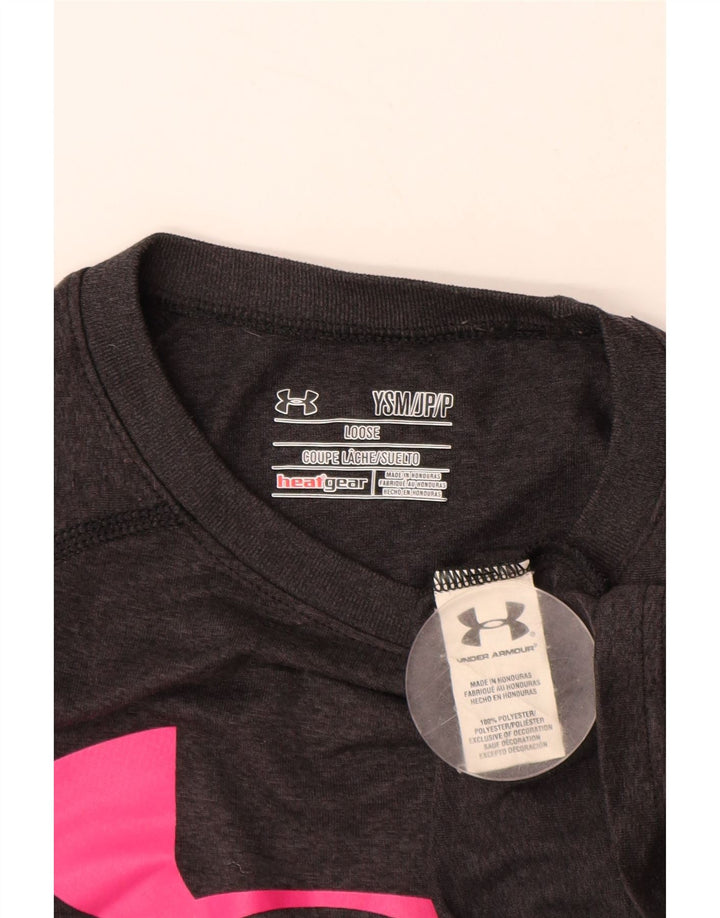 UNDER ARMOUR Girls loose Graphic T-Shirt Top 7-8 Years Small  Grey