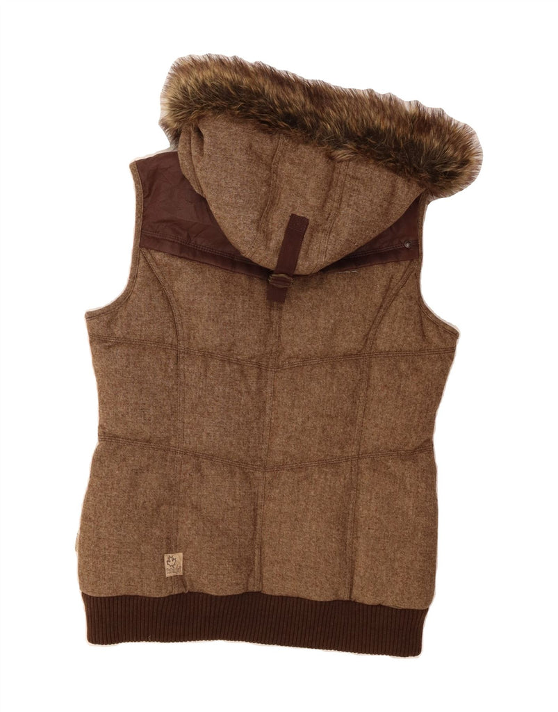 KHUJO Womens Hooded Padded Gilet UK 18 XL Brown Colourblock Vintage KHUJO and Second-Hand KHUJO from Messina Hembry 