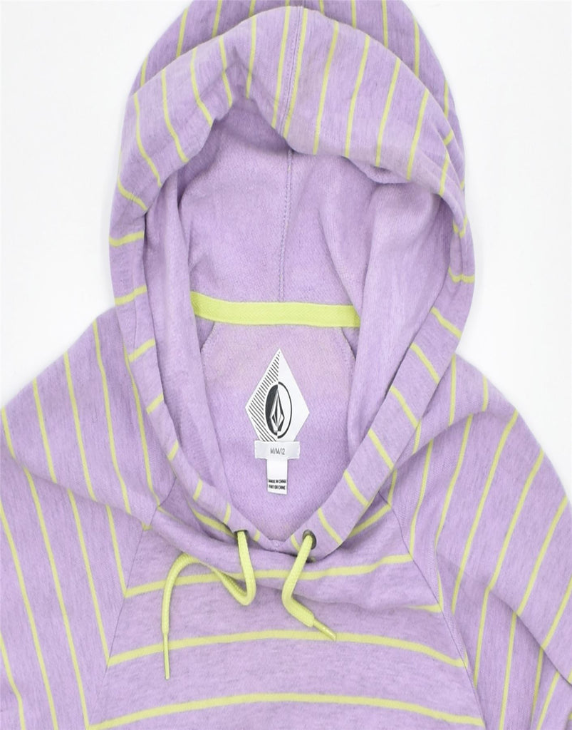 VOLCOM Womens Hoodie Jumper UK 12 Medium Purple Striped Cotton | Vintage | Thrift | Second-Hand | Used Clothing | Messina Hembry 