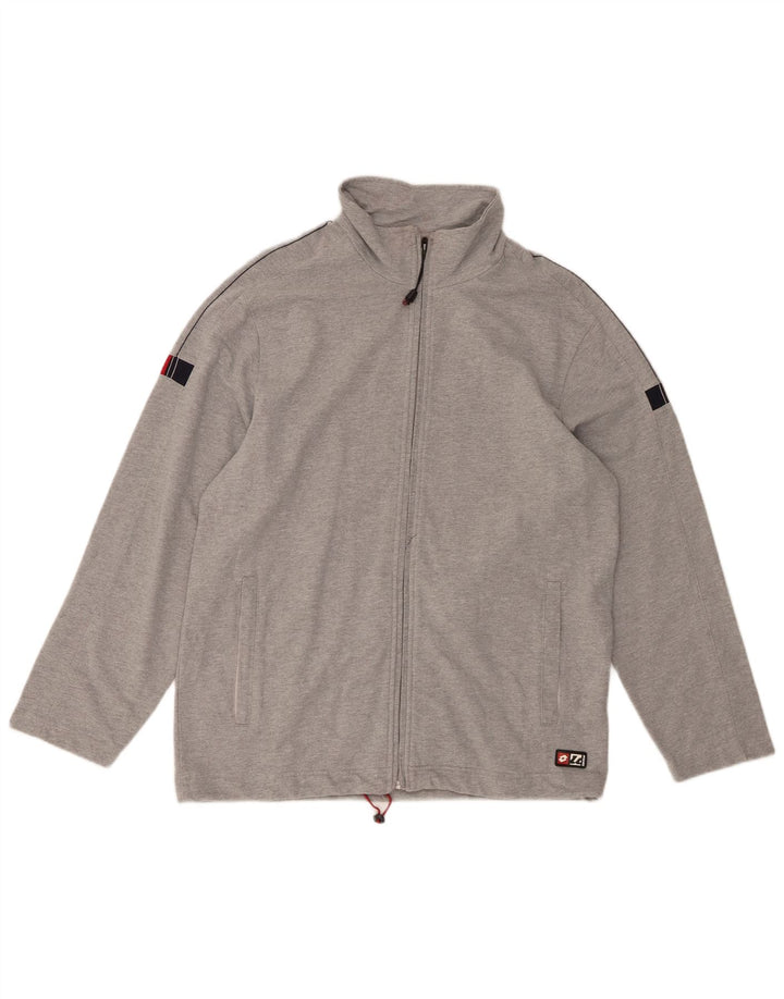 LOTTO Mens Tracksuit Top Jacket Large Grey Cotton