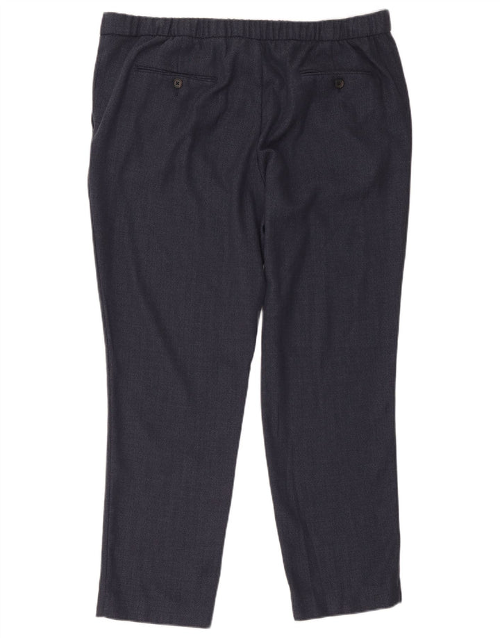 Marks & Spencer Mens Tapered Suit Trousers W42 L28 Navy Blue Herringbone