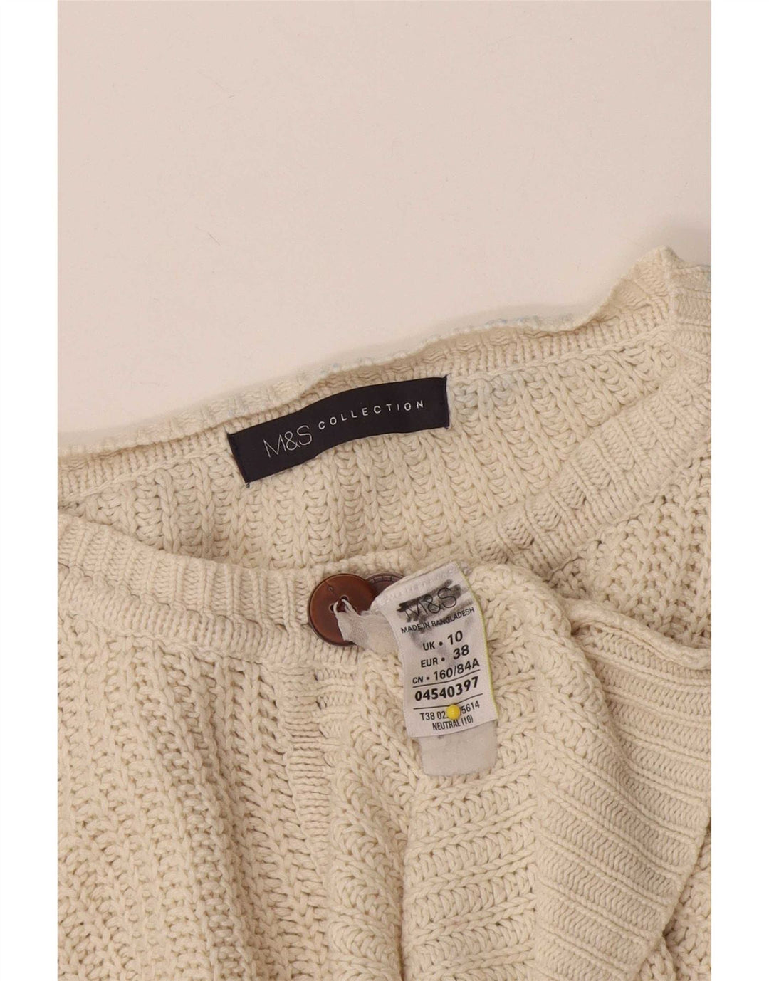 Marks & Spencer Womens Crop Cardigan Sweater UK 10 Small Off White