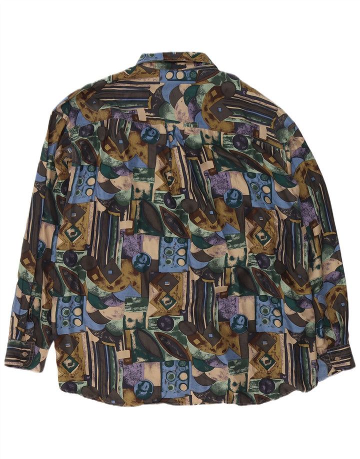 New Fast Mens Abstract Pattern Shirt Size 41/42 Large Multicoloured Silk