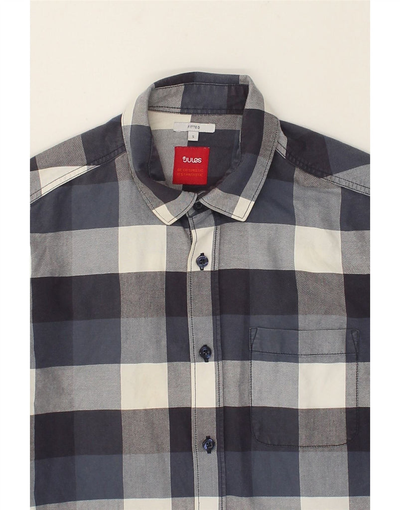 JULES Mens Shirt Small Navy Blue Check Cotton | Vintage Jules | Thrift | Second-Hand Jules | Used Clothing | Messina Hembry 