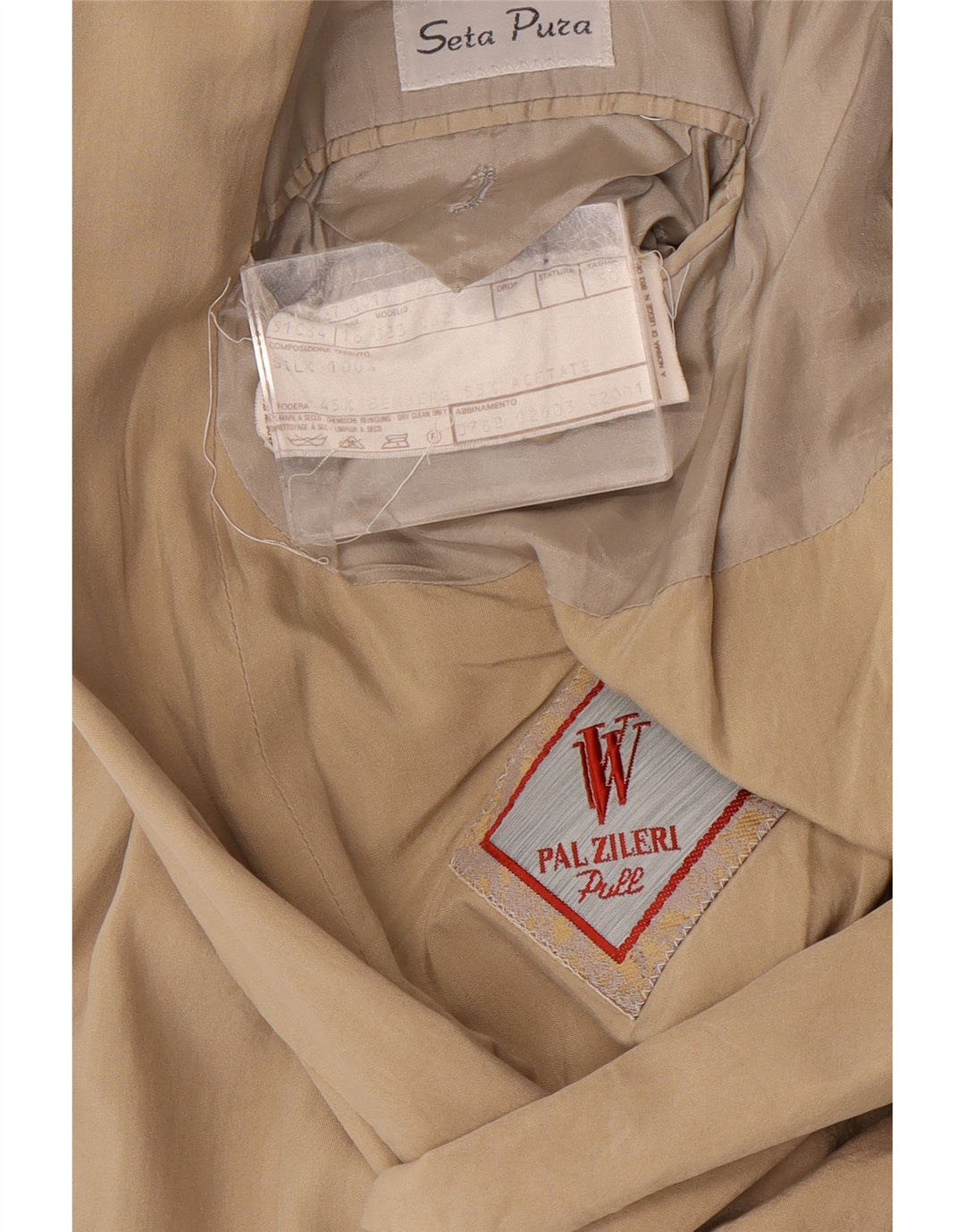 Pal Zileri Mens Double Breasted Blazer Jacket IT 50 Large Beige Silk