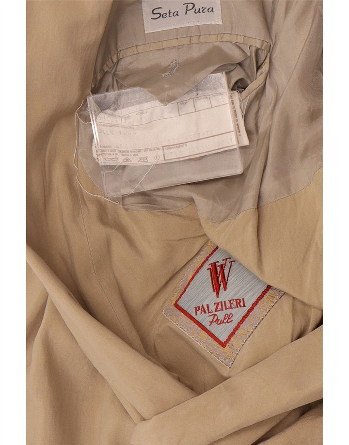 Pal Zileri Mens Double Breasted Blazer Jacket IT 50 Large Beige Silk