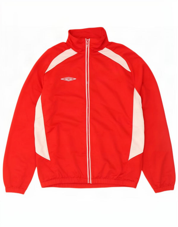 Umbro Mens Tracksuit Top Jacket Large Red Colourblock Polyester