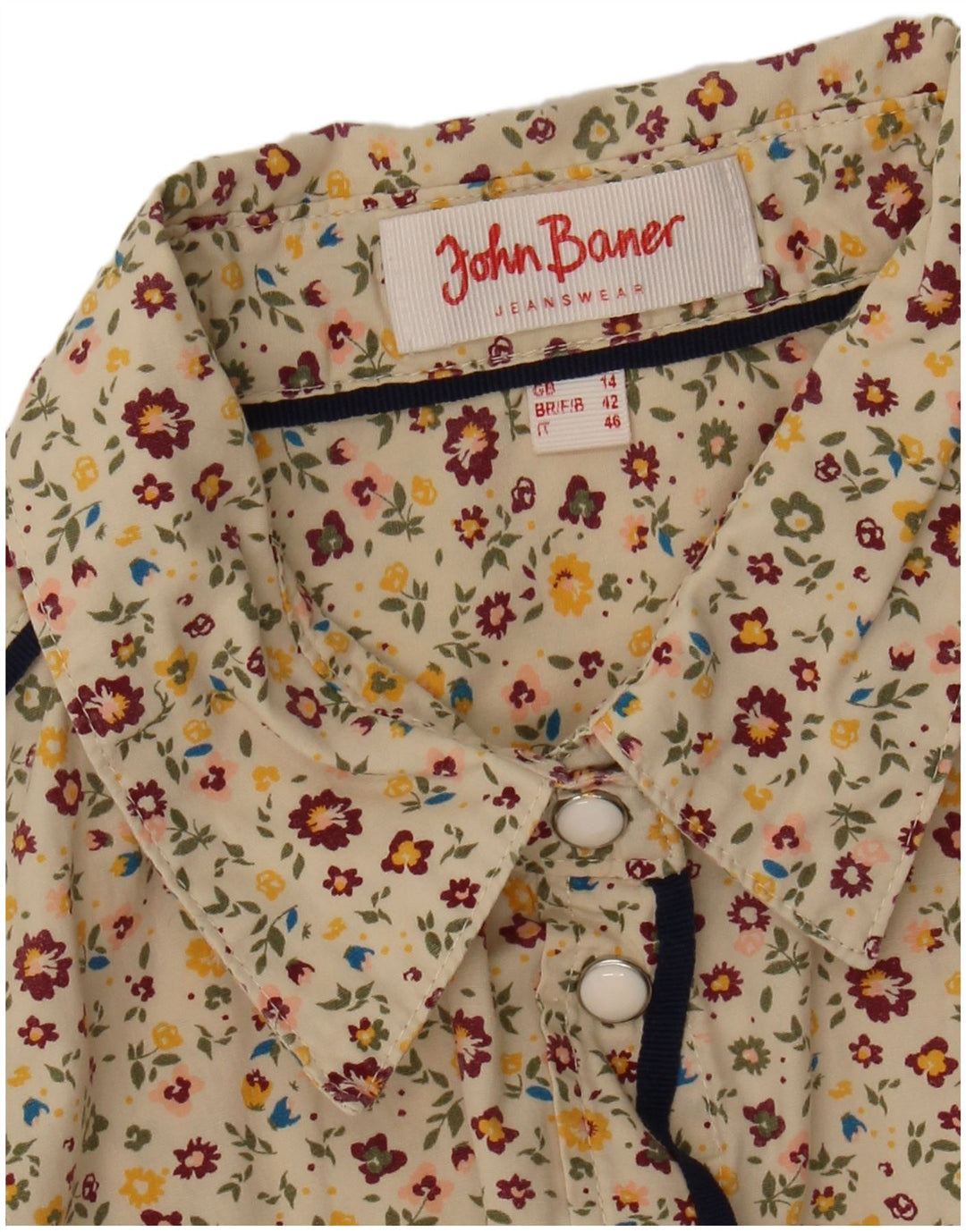 John Baner Womens Shirt UK 14 Medium Beige Floral