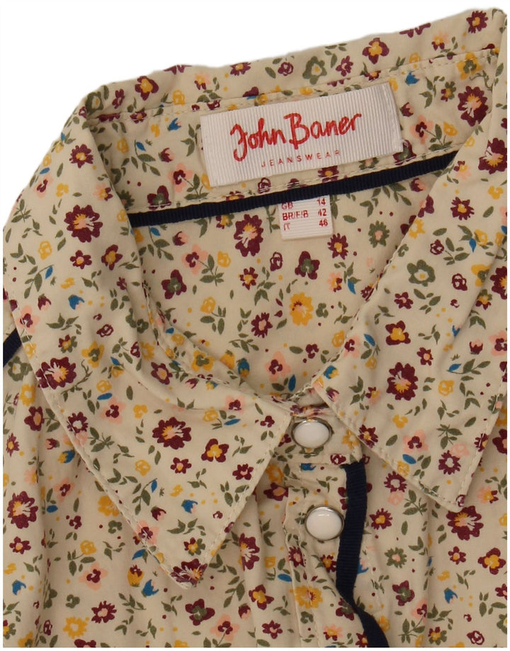 John Baner Womens Shirt UK 14 Medium Beige Floral