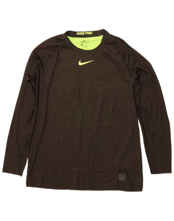 NIKE Mens Grant Fit Top Long Sleeve Large Green Polyester