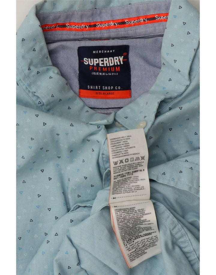 Superdry Mens Shirt XL Blue Geometric Cotton