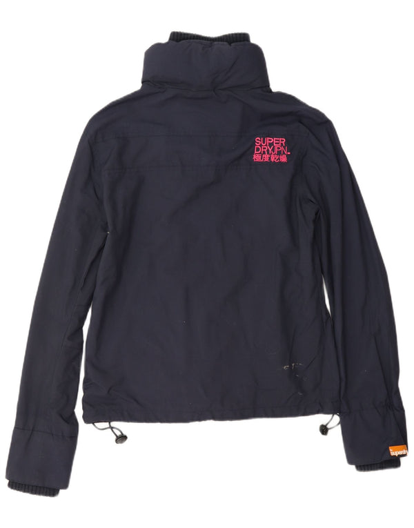 Superdry Womens Rain Jacket UK 14 Medium Navy Blue Nylon