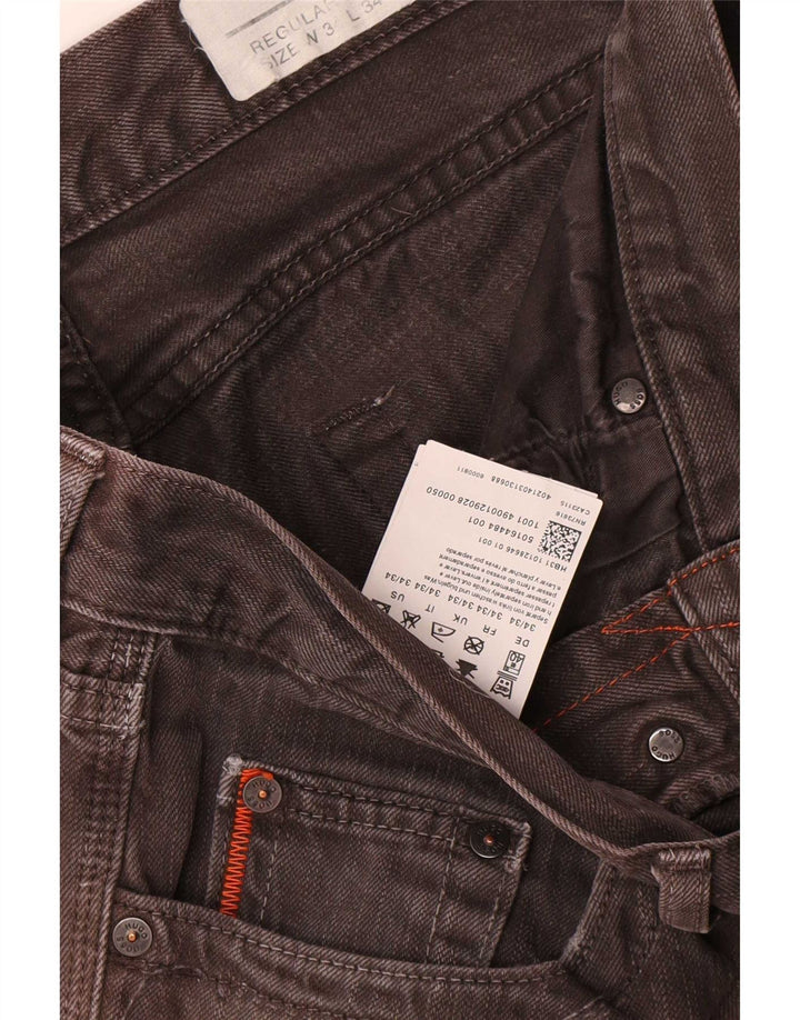 Hugo Boss Mens Regular Fit Straight Jeans W34 L33 Brown Cotton