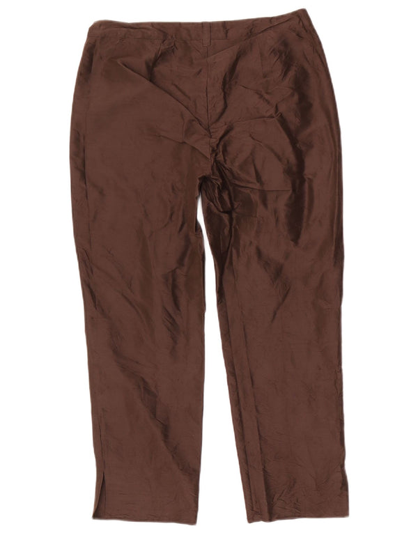 Marella Womens Straight Cropped Trousers UK 6 XS W28 L24 Brown Silk