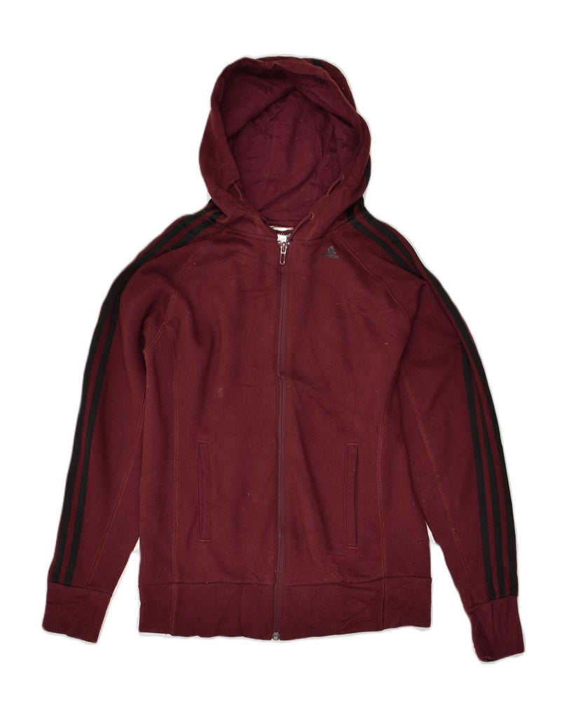 ADIDAS Mens Zip Hoodie Sweater Small Burgundy Polyester | Vintage Adidas | Thrift | Second-Hand Adidas | Used Clothing | Messina Hembry 