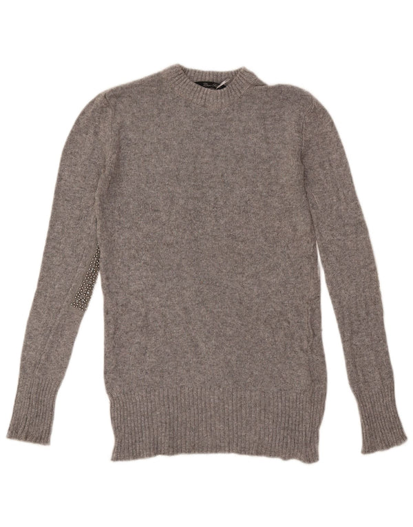 Zara Womens Crew Neck Jumper Sweater UK 10 Small Grey Viscose