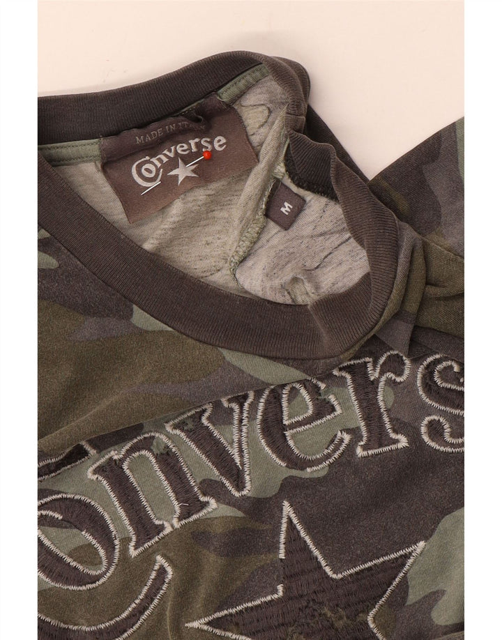 Converse Mens Graphic T-Shirt Top Medium Khaki Camouflage