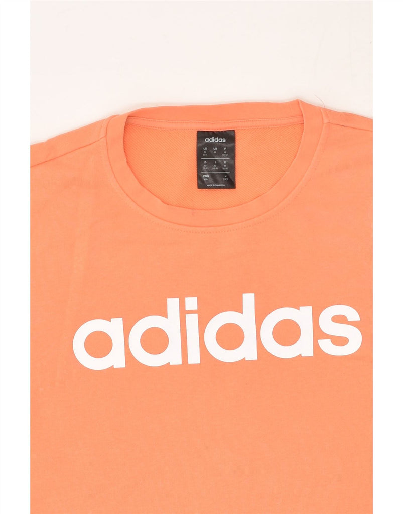 ADIDAS Womens Graphic Sweatshirt Jumper UK 12-14 Medium Orange Cotton | Vintage Adidas | Thrift | Second-Hand Adidas | Used Clothing | Messina Hembry 