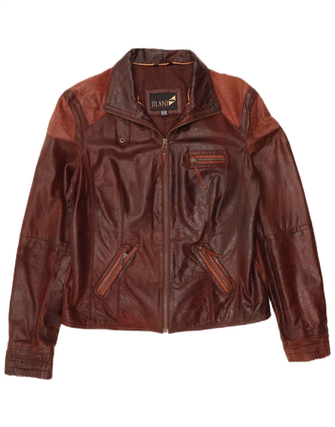 Jilani Womens Leather Jacket IT 44 Medium Burgundy Leather