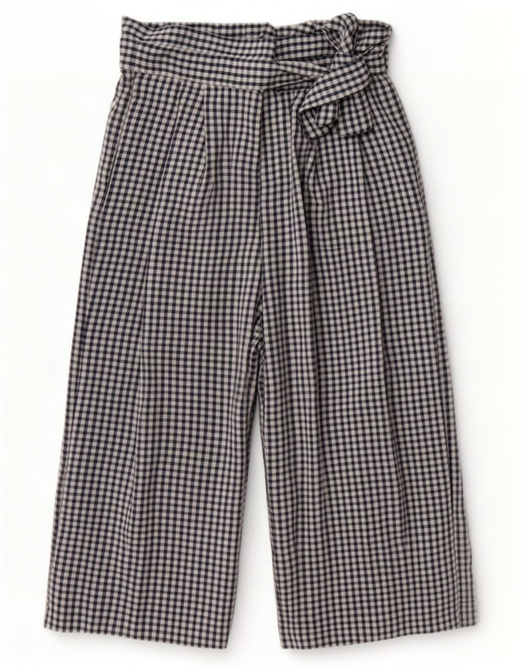 Zara Womens Cullotes Capri Trousers Medium W28 L22 Navy Blue Gingham