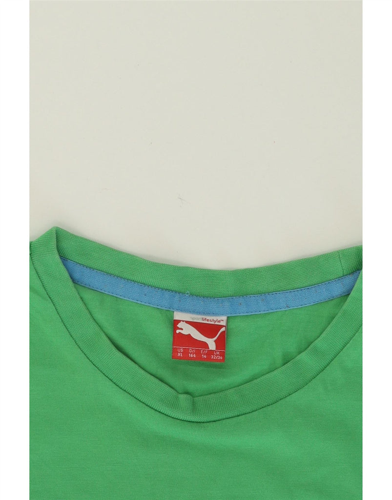 PUMA Boys Graphic T-Shirt Top 13-14 Years Green Cotton Vintage Puma and Second-Hand Puma from Messina Hembry 