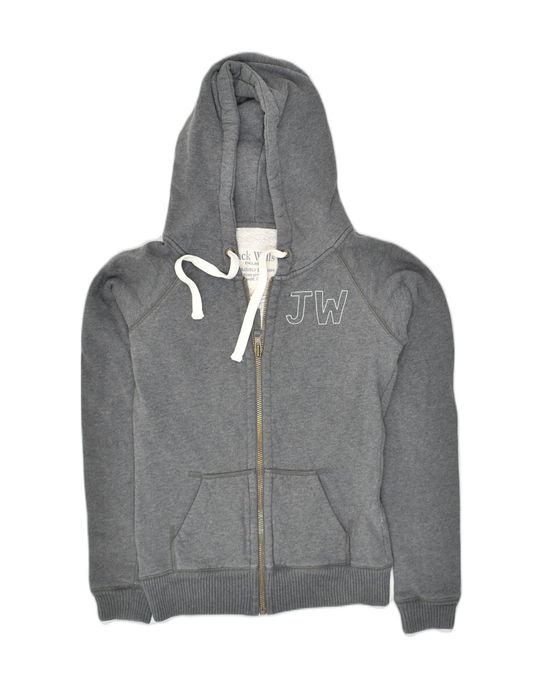 JACK WILLS Womens Zip Hoodie Sweater UK 10 Small Grey Cotton | Vintage Jack Wills | Thrift | Second-Hand Jack Wills | Used Clothing | Messina Hembry 