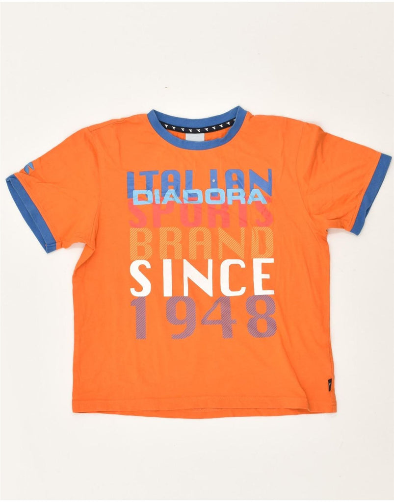 DIADORA Boys Graphic T-Shirt Top 9-10 Years Orange Cotton | Vintage Diadora | Thrift | Second-Hand Diadora | Used Clothing | Messina Hembry 