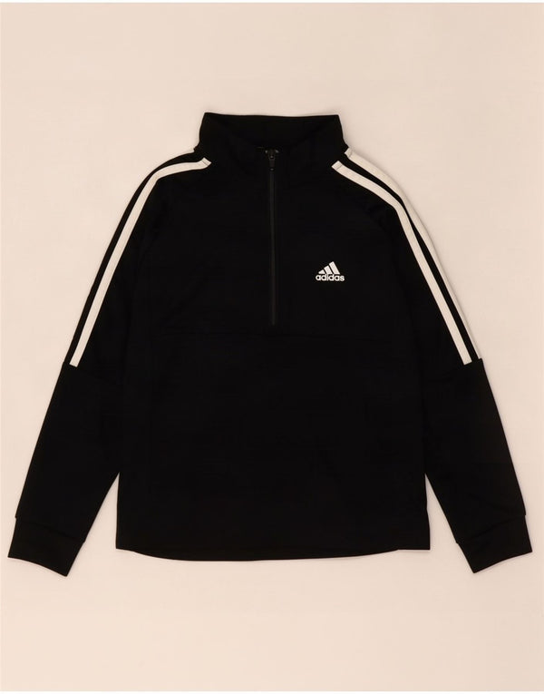 Adidas Boys Aeroready Zip Neck Pullover Tracksuit Top 9-10 Years Black