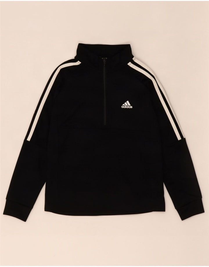 Adidas Boys Aeroready Zip Neck Pullover Tracksuit Top 9-10 Years Black