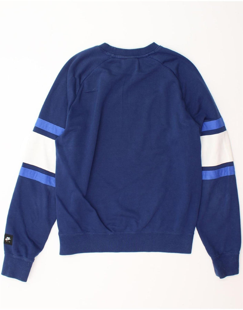 NIKE Mens Graphic Sweatshirt Jumper Small Navy Blue Colourblock Cotton Vintage Nike and Second-Hand Nike from Messina Hembry 
